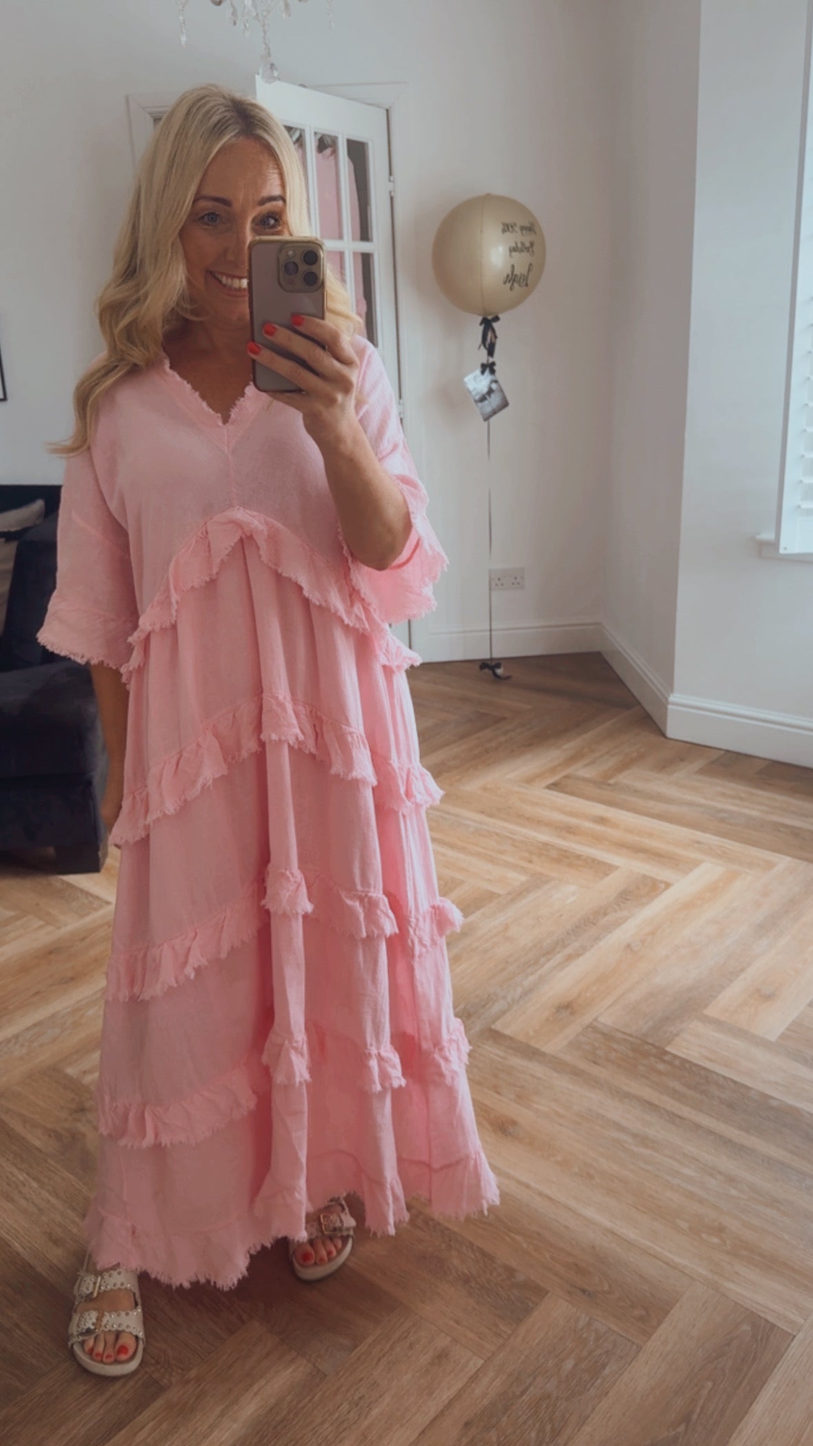 Antibes Ruffle Maxi Dress | Pink