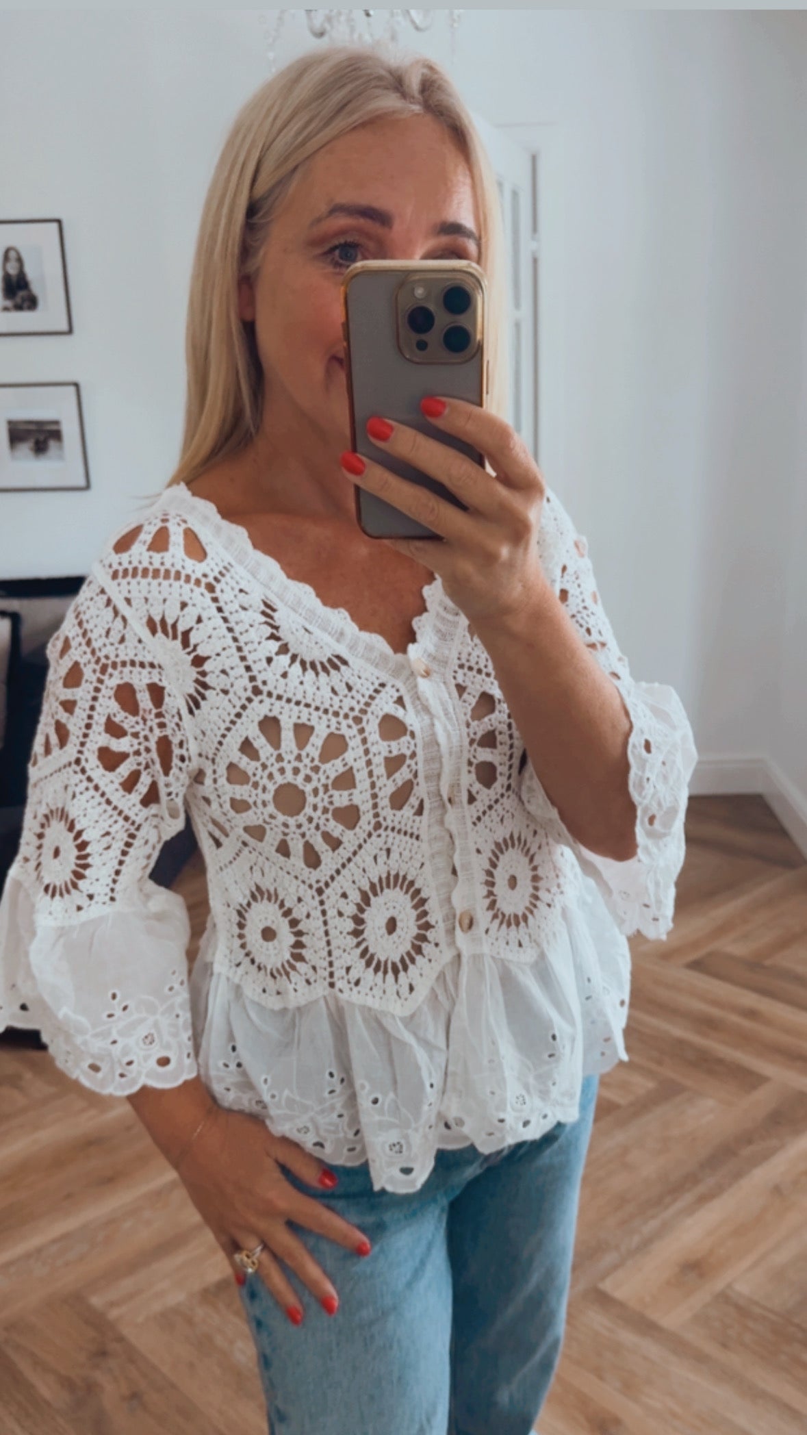 Sienna Crochet Cardigan | White