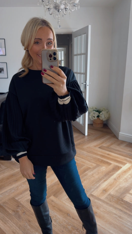 Charlotte Ballon Sleeve Sweatshirt | Black