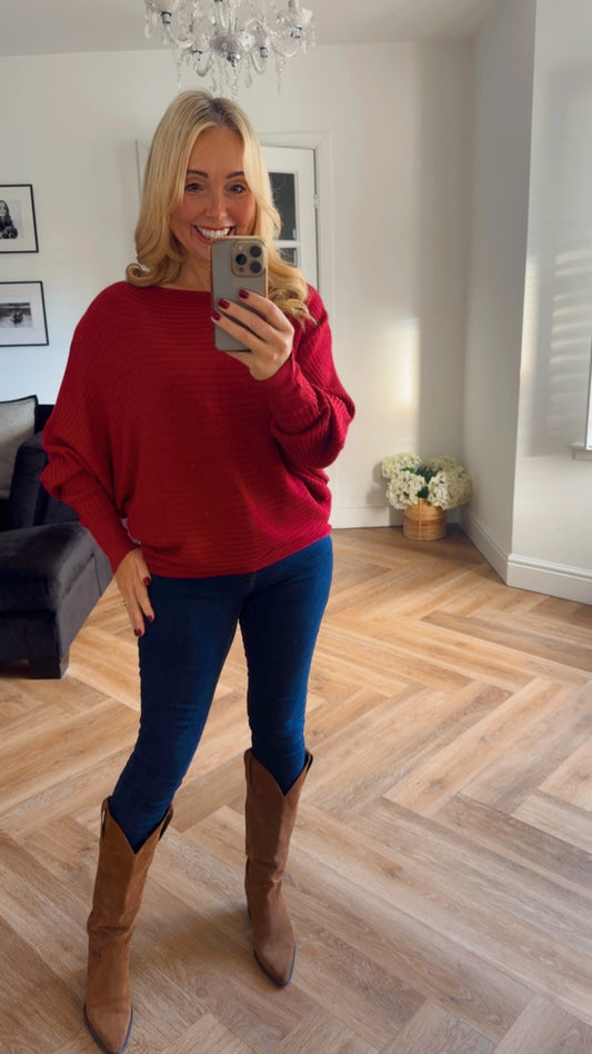 Megan Ribbed Jumper | Burgandy