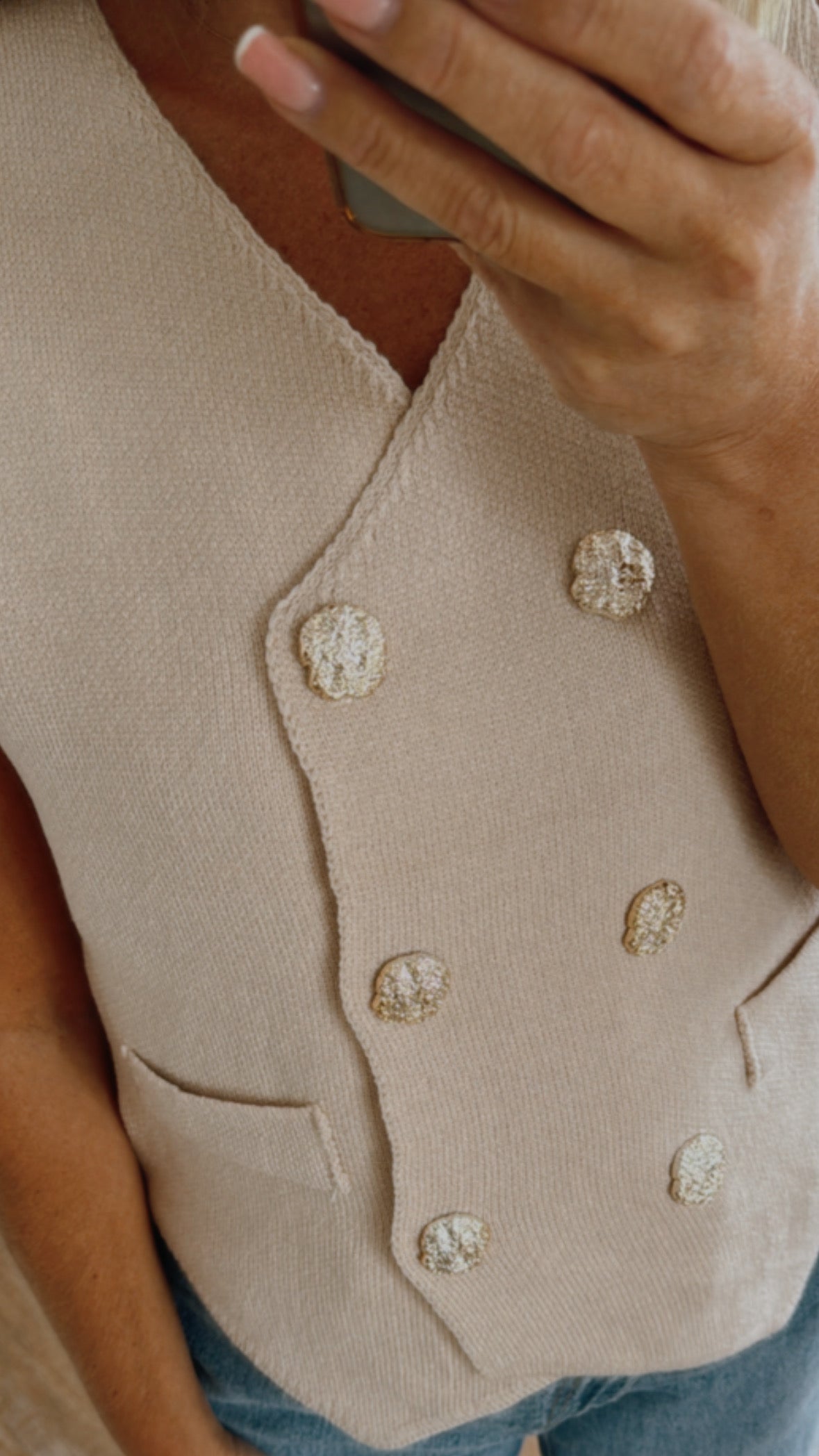 Jessica Fine Knit Vest | Cream