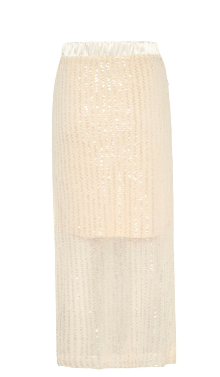 Summer Maxi Skirt | Warm Cream Shimmer