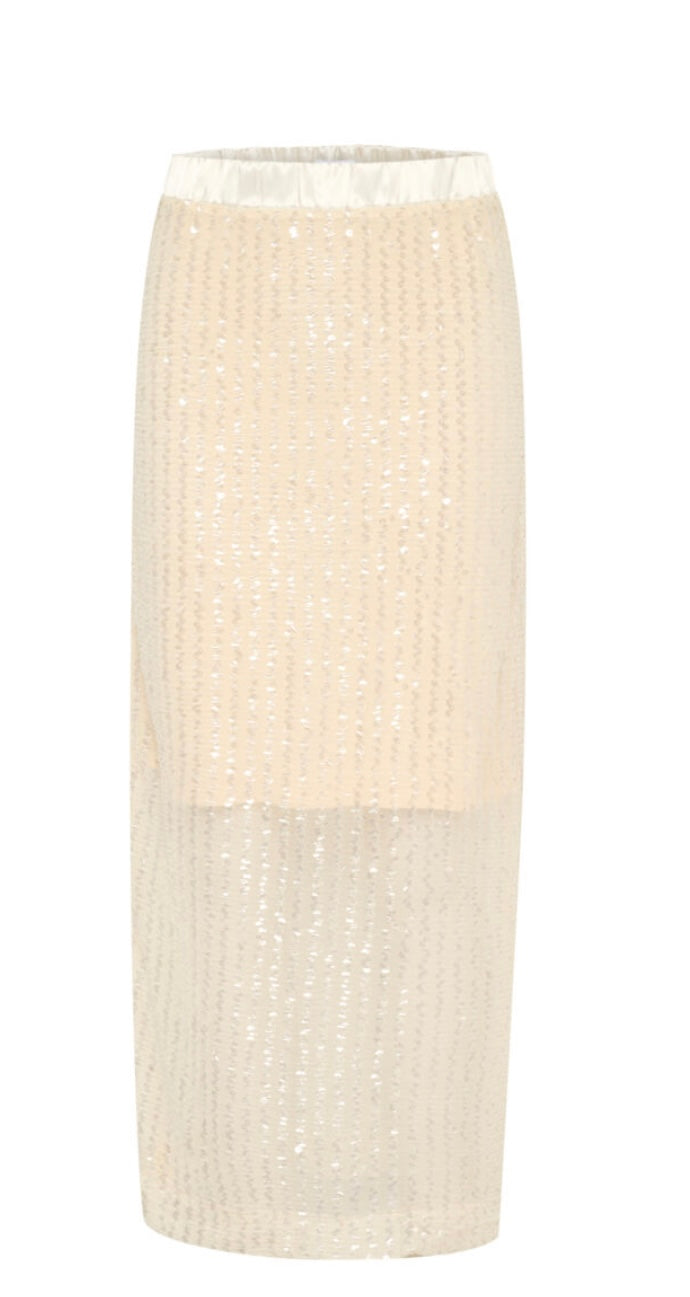 Summer Maxi Skirt | Warm Cream Shimmer