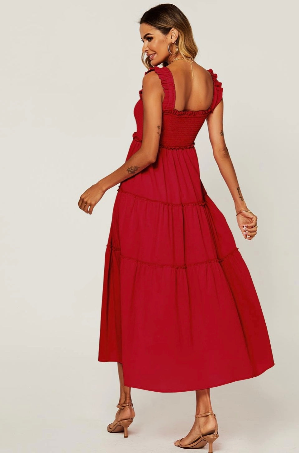 Riviera Frill Dress | Red