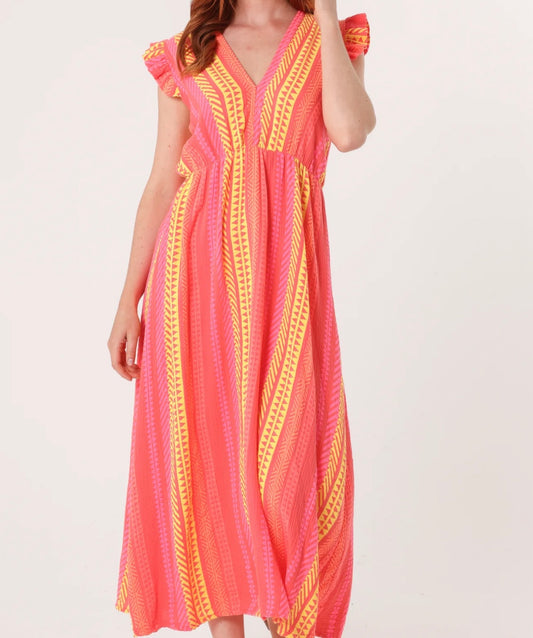 Annecy Aztec Dress | Coral Mix