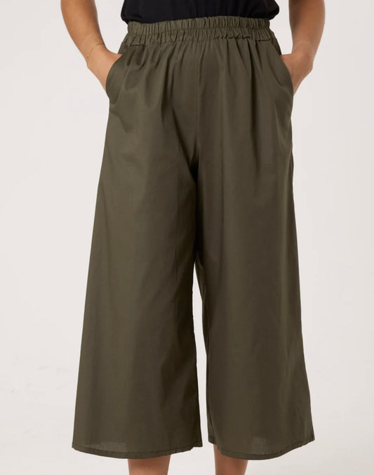 Dorthe Wide Leg Culottes | Khaki