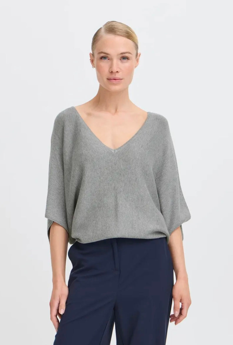 Nina VNeckline Top | Grey