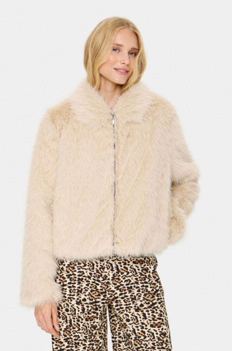 Elsie Faux Fur Jacket | Cream