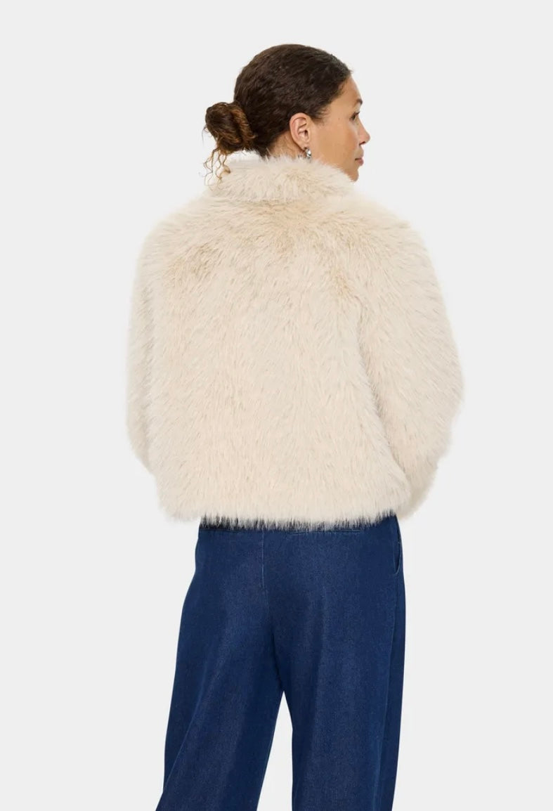 Elsie Faux Fur Jacket | Cream
