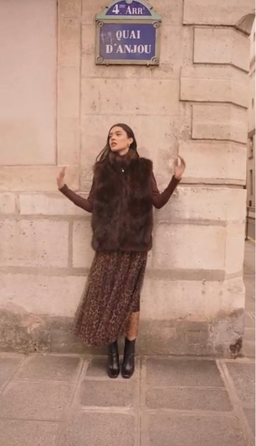 Jodie Faux Fur Gilet | Chocolate