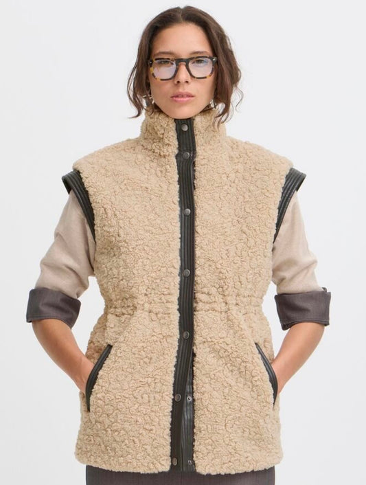 Linda Faux Fur Gilet | Humus Mix