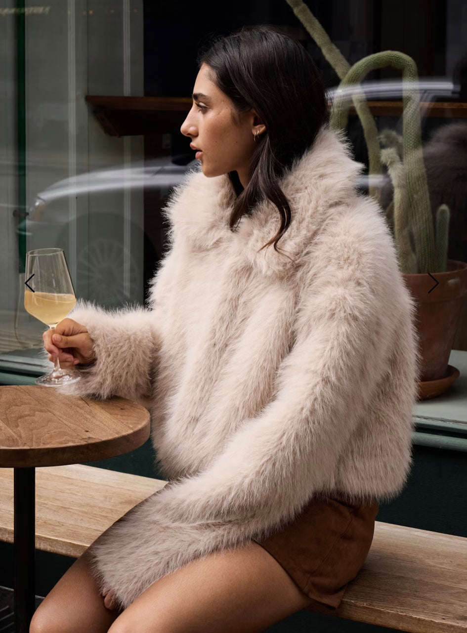 Elsie Faux Fur Jacket | Cream