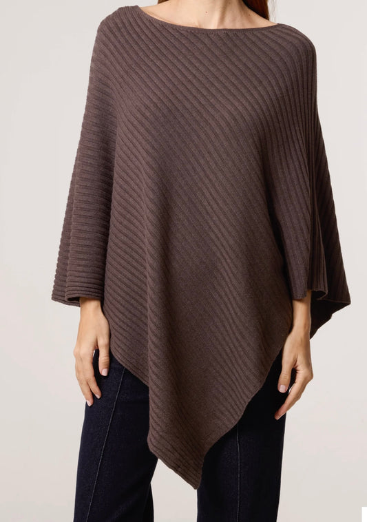 Ribbed Poncho | Chocolate