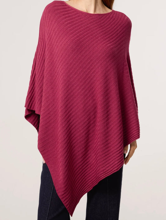 Ribbed Poncho | Wine
