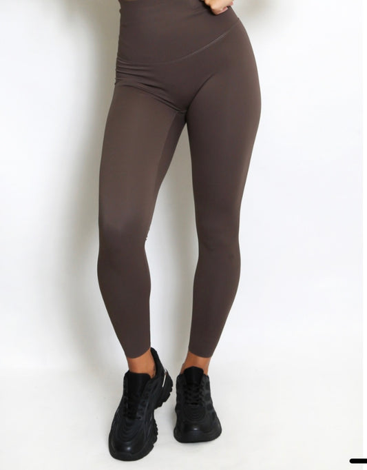 High Waisted Tummy Support Leggings | Chocolate