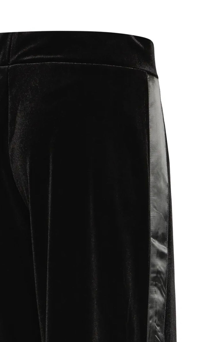 Valentina Velvet Side Stripe Pants | Black