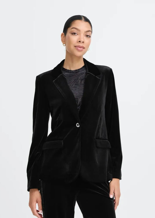 Valentina Velvet Blazer | Black
