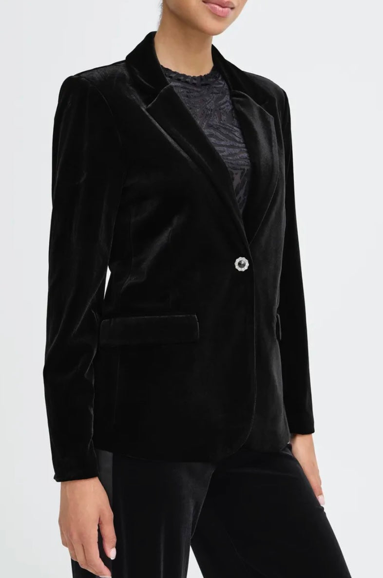 Valentina Velvet Blazer | Black