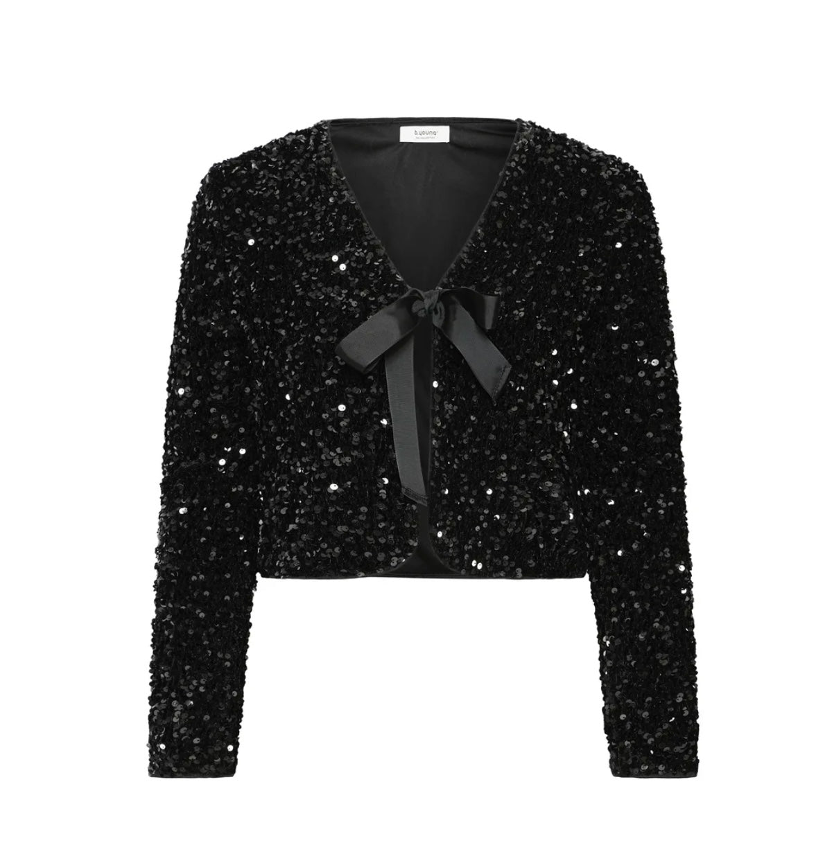 Lara Sequin Bow Top | Black