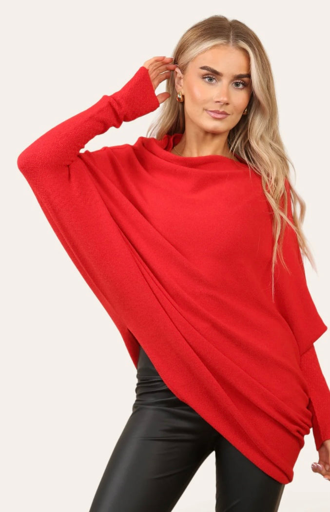 Rachel Asymmetrical Knit | Red