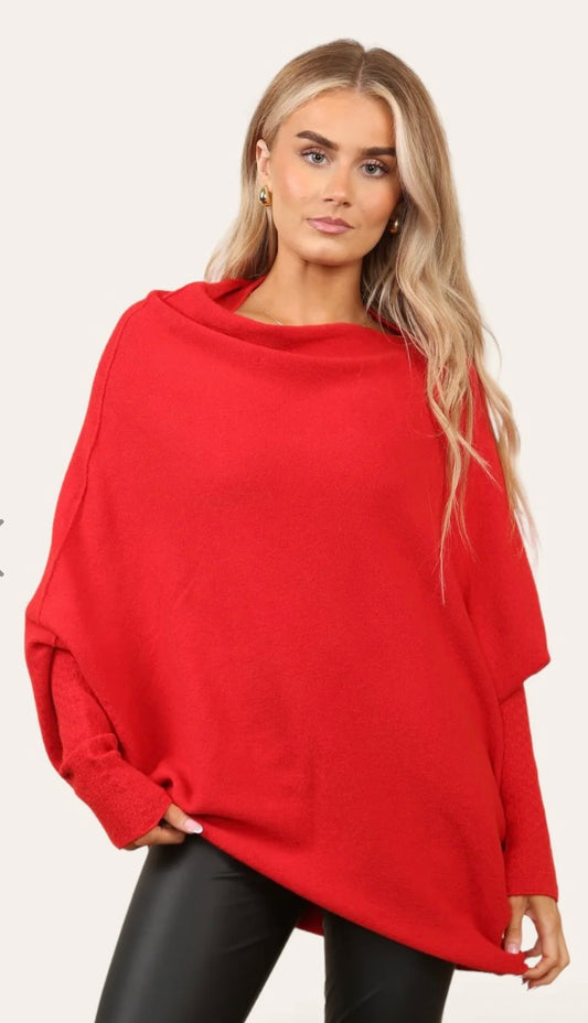 Rachel Asymmetrical Knit | Red