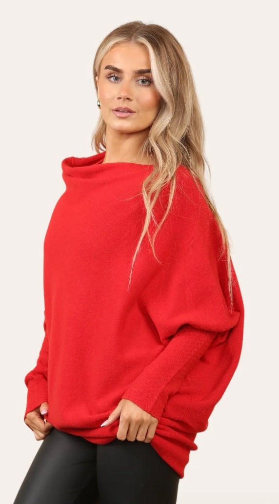 Rachel Asymmetrical Knit | Red