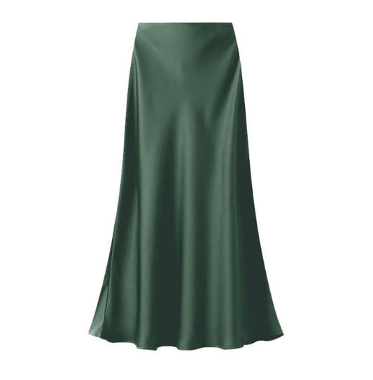Iris Satin Slip Skirt | Bottle Green