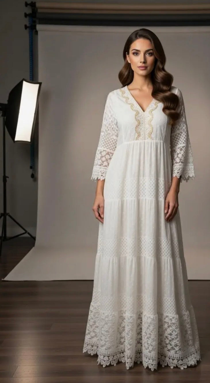 Cannes Lace Maxi Dress | White