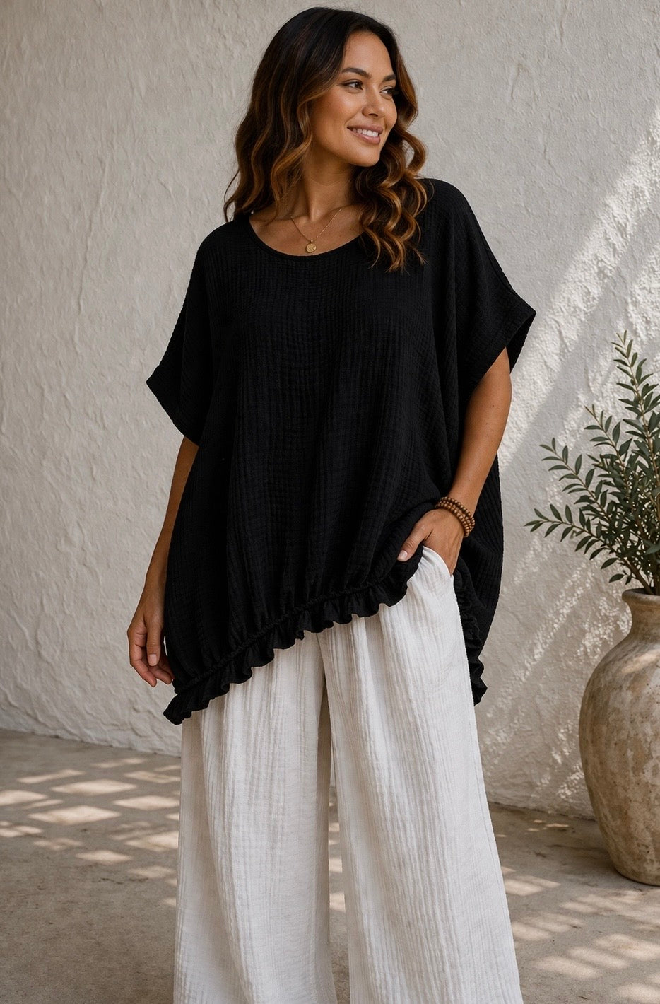 Lucy Cotton Top | Black