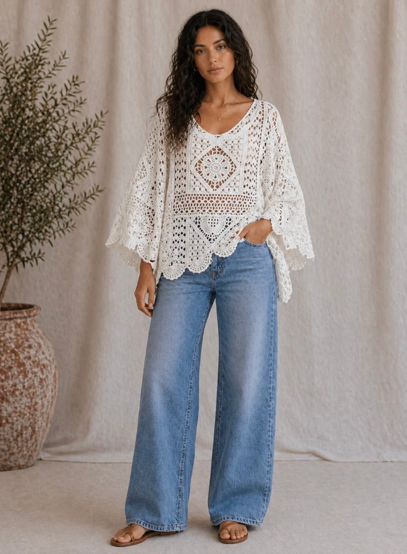 India Crochet Top | White