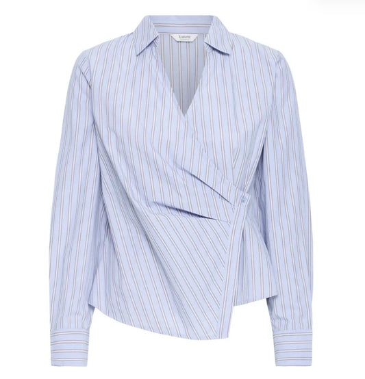 Helena Wrap Shirt | Blue Stripe
