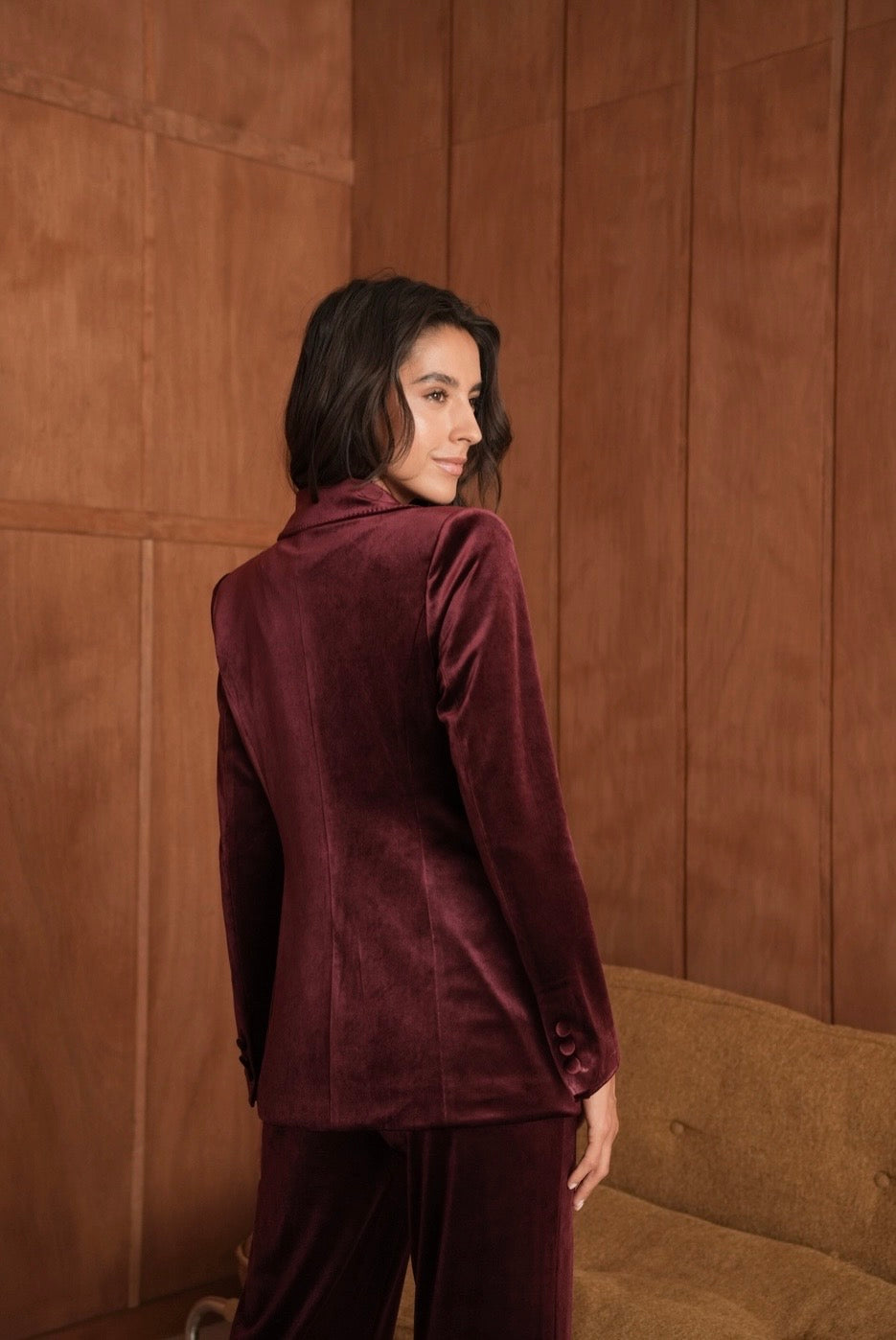 Ganni Velvet Blazer | Bordeaux