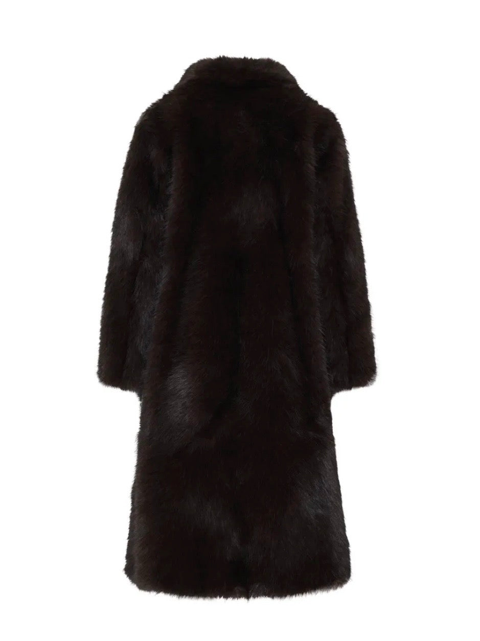 Agnes Faux Fur Coat | Chocolate
