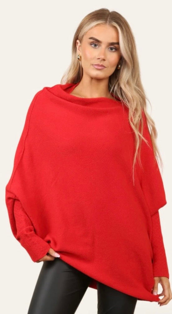 Rachel Asymmetric Knit | Red