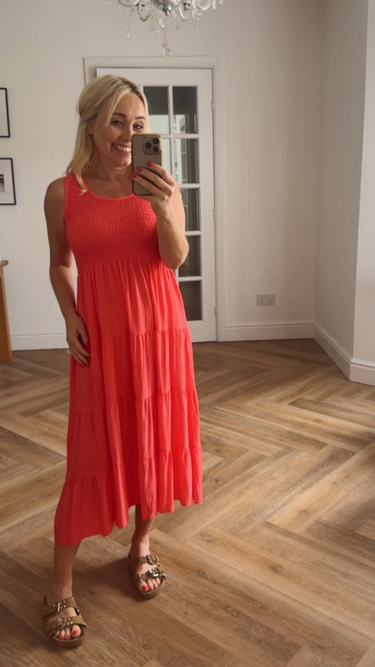 Florrie Midi Dress | Coral