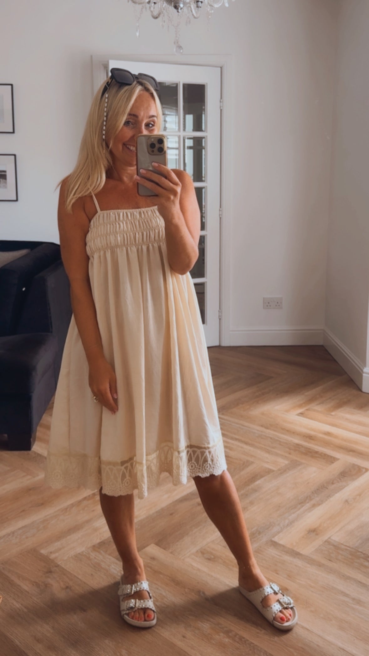 Lola Lace Trim Dress | Cream
