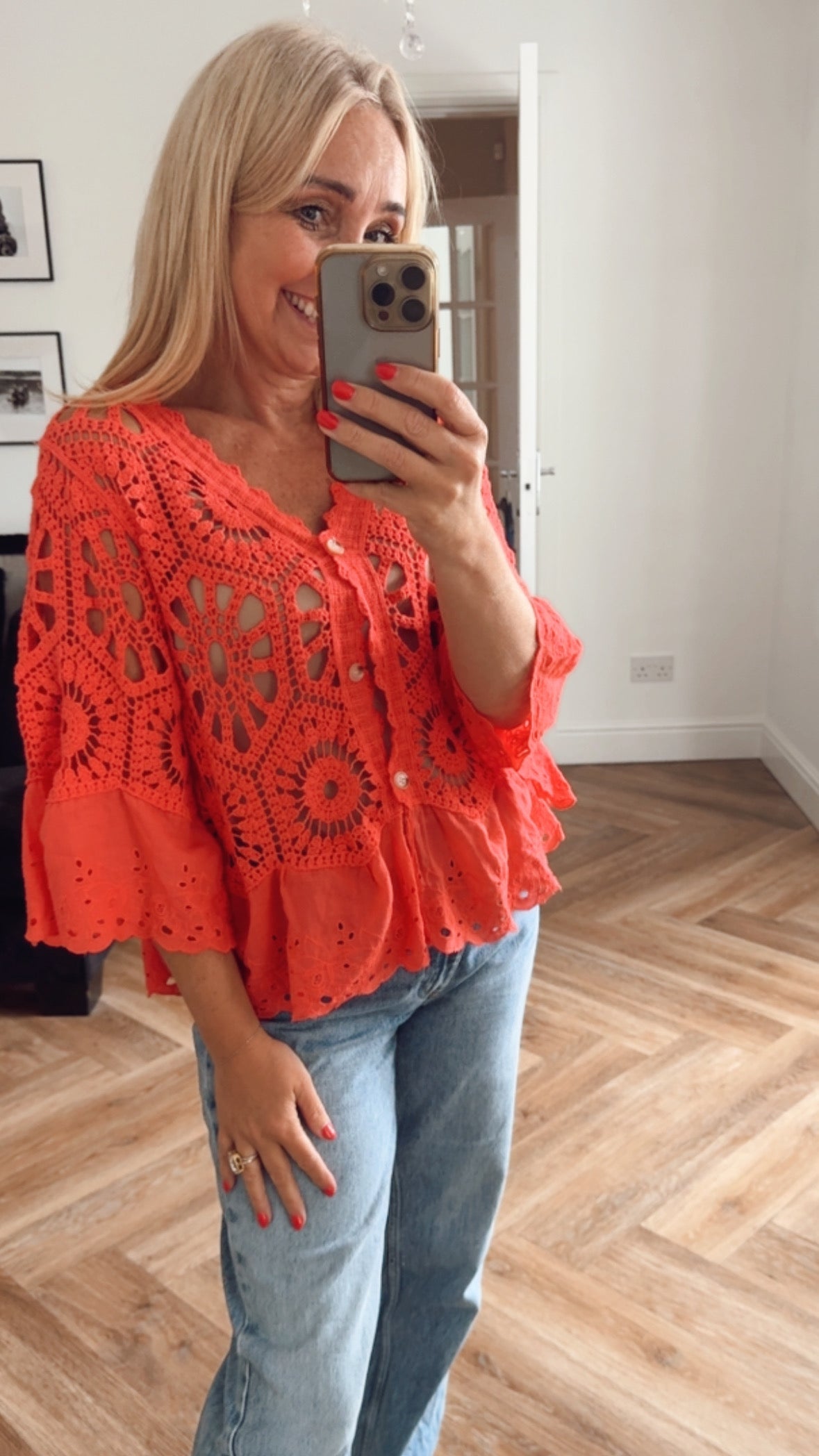Sienna Crochet Cardigan | Coral