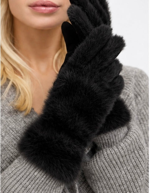 Faux Fur Gloves | Black