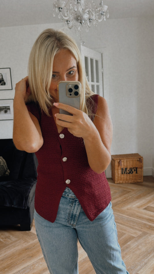 Tony Knitted Waistcoat | Burgandy