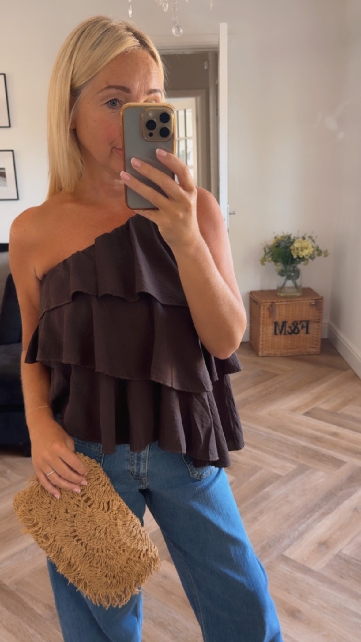 Rosie Frill Top | Chocolate