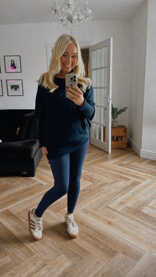 Rachel Asymetricalo Knit | Navy
