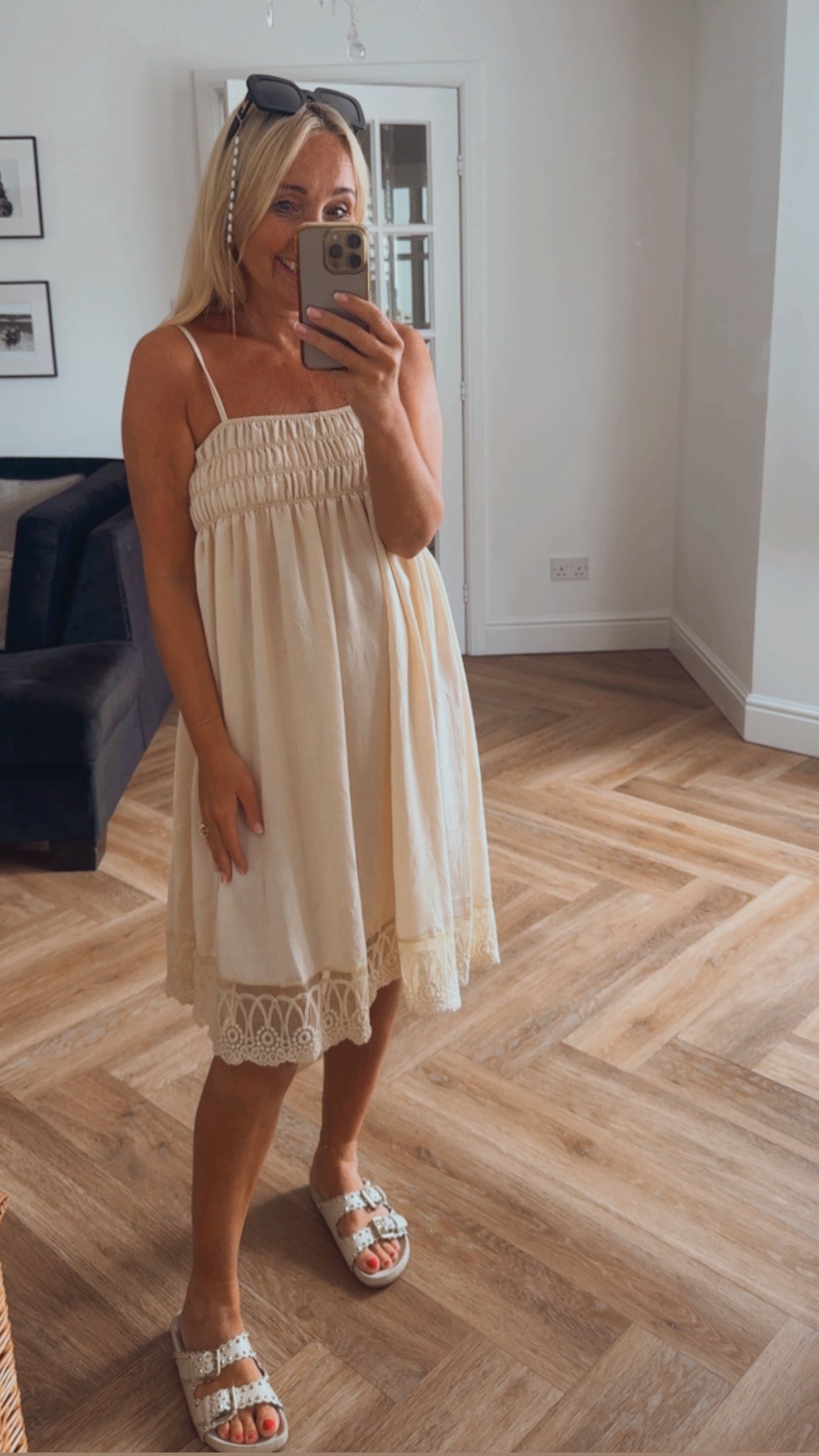 Lola Lace Trim Dress | Cream