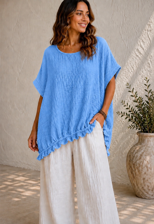 Lucy Cotton Top | Blue