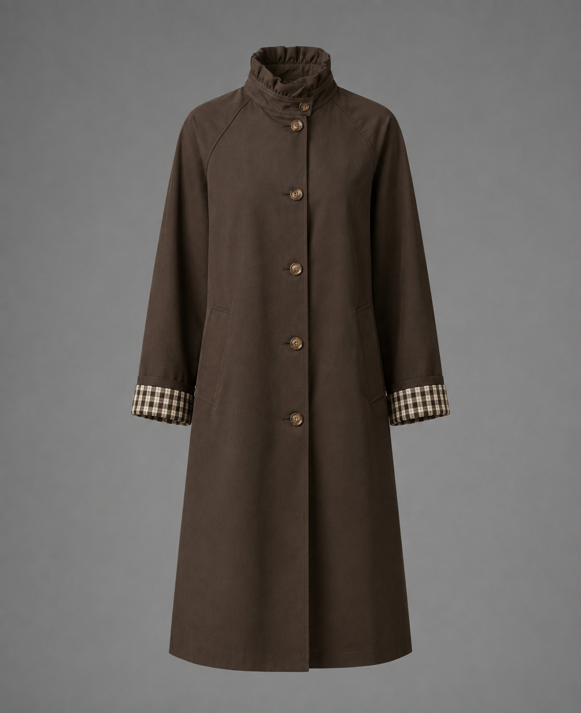 Rebecca Tuck pleat Collar Trench | Rich Chocolate
