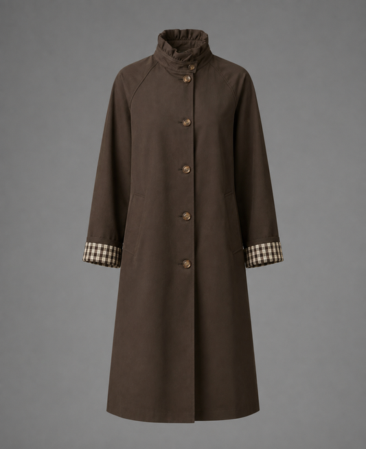 Rebecca Tuck pleat Collar Trench | Rich Chocolate