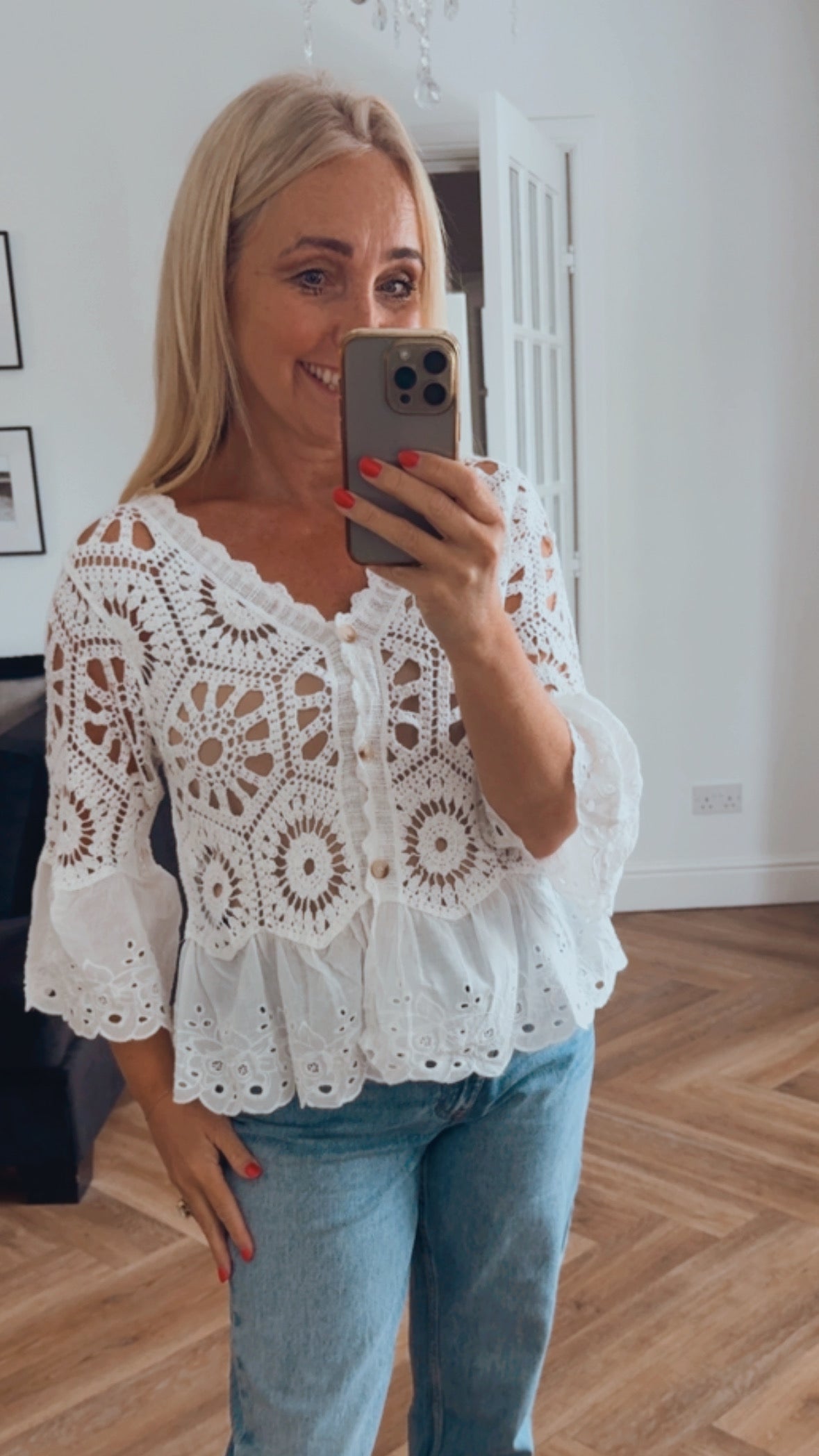 Sienna Crochet Cardigan | White