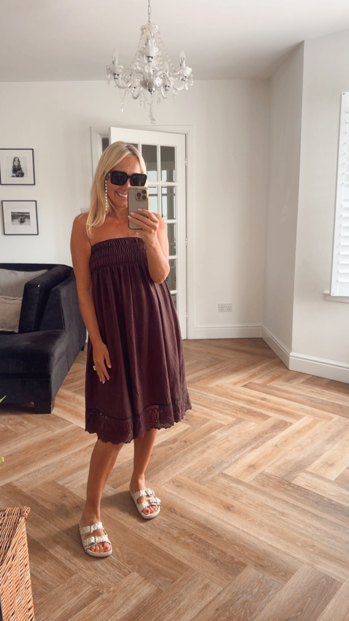 Lola Lace Trim Dress | Chocolate