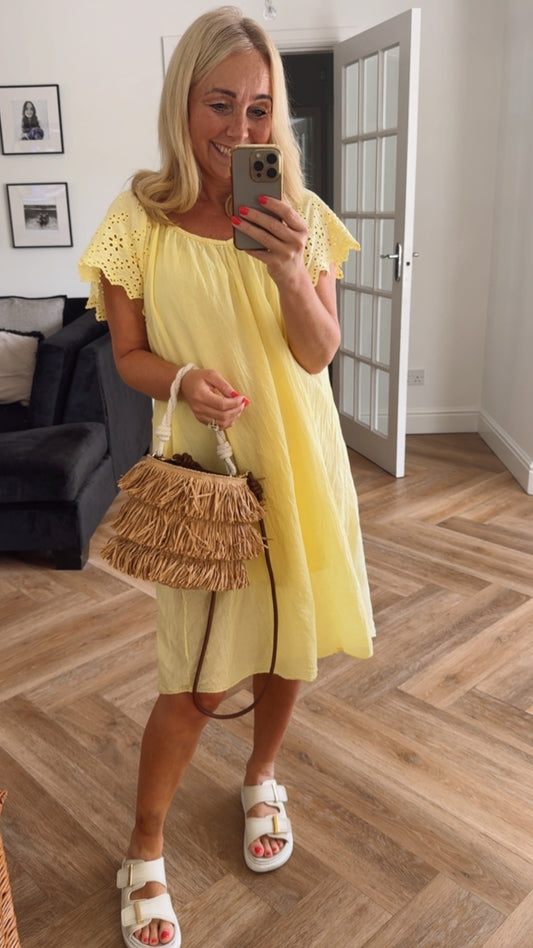 Miami Broderie Dress | Yellow