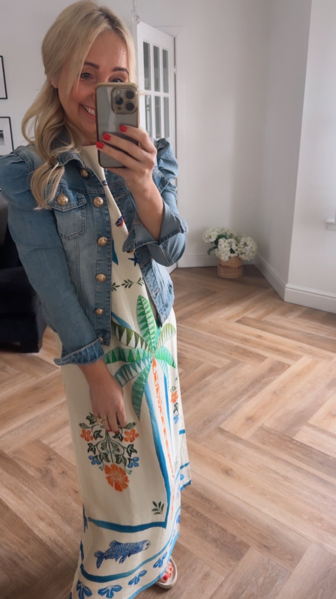 Palm Print Midi Dress