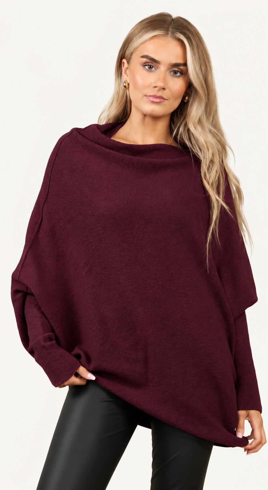 Rachel Asymmetric Knit | Deep Burgandy